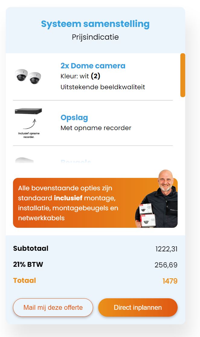 Prijs per regel, stap 02 van onze installatie